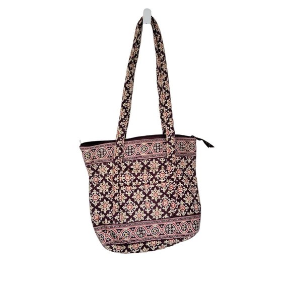 Vera Bradley Medallion Burgundy Red Tote Shoulder Bag Purse Fabric - Picture 1 of 6